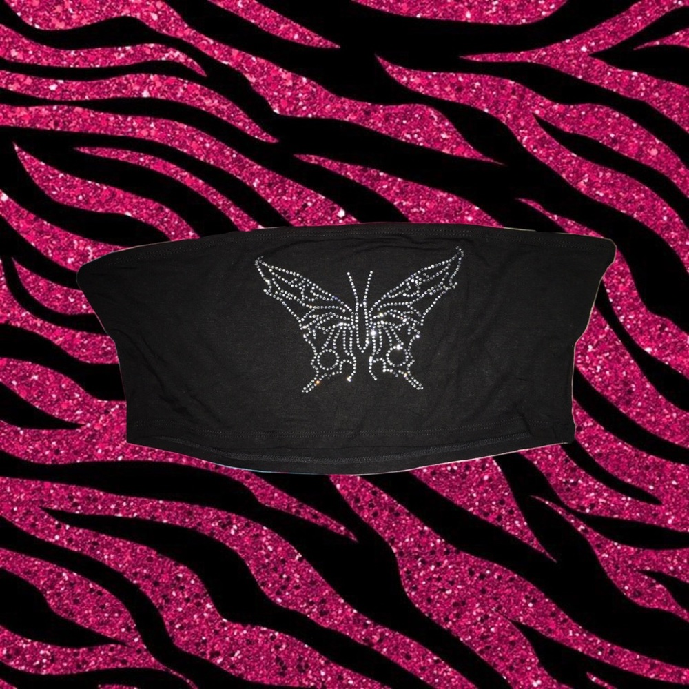 [SOLD]Rhinestone Butterfly Tube Top